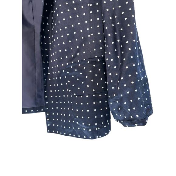 Pendleton Blazer Blue Polka Dot Open Front Silk Blend Office Work Career Size 16 - Picture 5 of 11